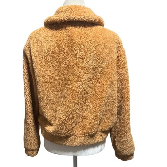 Urban Outfitters Sherpa Fleece Zip Jacket – Tan Teddy Bomber – Women’s Small - Picture 4 of 7